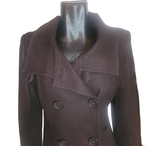 Women's Double-Breasted Coat - Black - Picture 2 of 7
